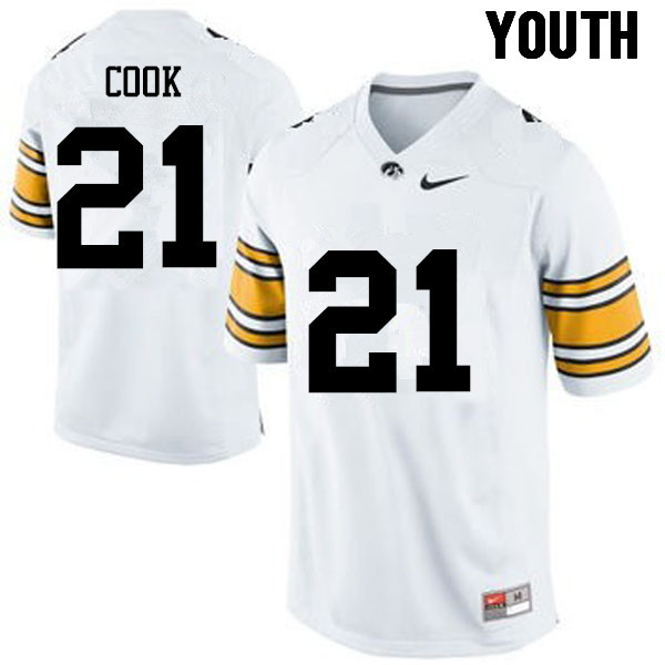 Youth Iowa Hawkeyes #21 Sam Cook College Football Jerseys-White